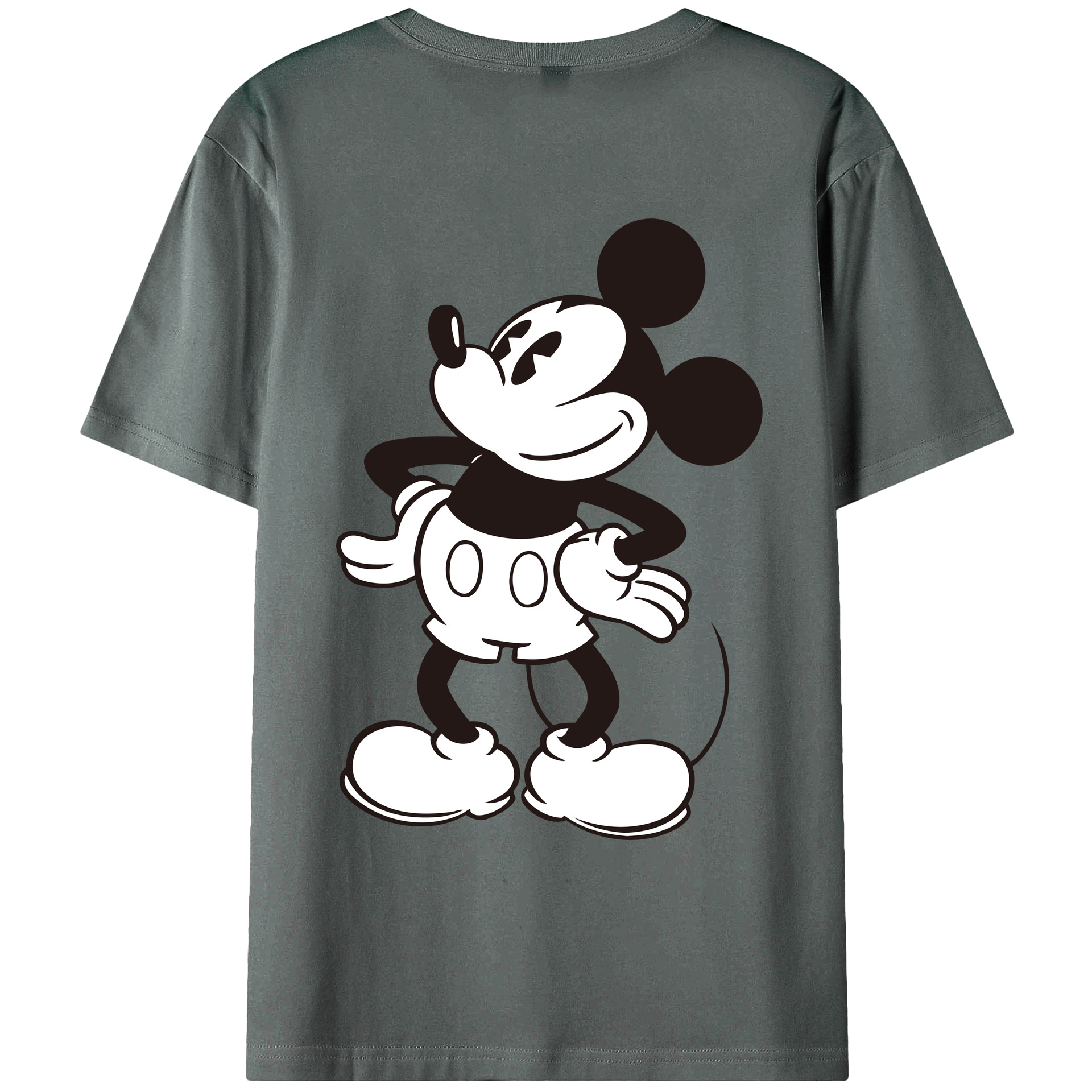 ミッキーマウス Mickey Mouse 綿100％ メンズ半袖Tシャツ（バックプリント） 通気性